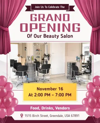 Beauty Salon Grand Opening Event Flyer Template