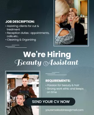 Beauty Salon Hiring Assistant Flyer Template