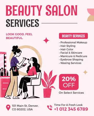 Beauty Salon Service Promotion Flyer Template