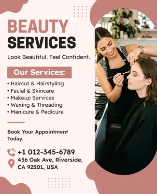 Beauty Salon Services Appointment Poster Template