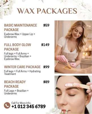 Beauty Salon Waxing Services Menu Flyer Template