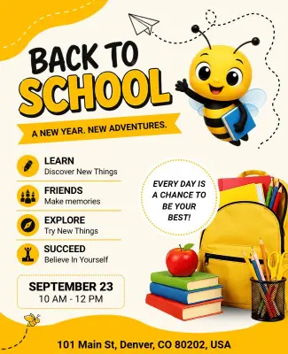 Bee-Themed Back to School Flyer Template