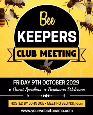 Beekeepers Club Meeting Invitation Flyer Template