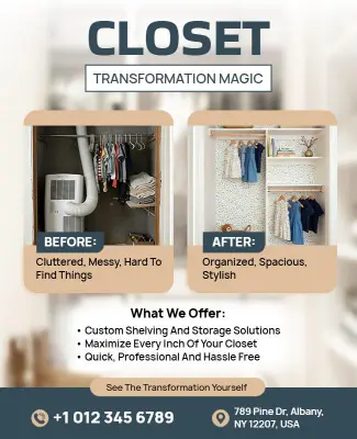 Before and After Closet Transformation Flyer Template