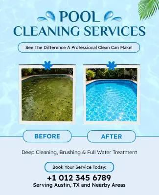 Before and After Pool Cleaning Service Promotional Flyer Template