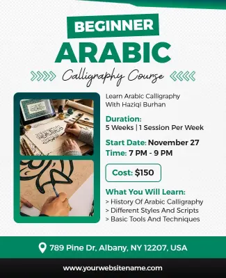 Beginner Arabic Calligraphy Course Flyer Template