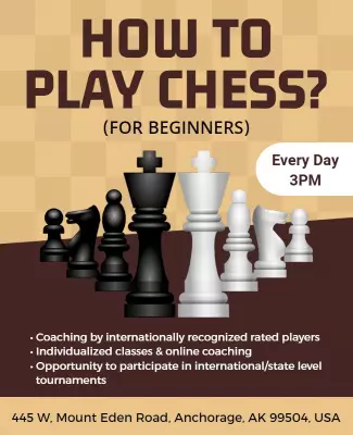 Beginner Chess Coaching Class Flyer Template