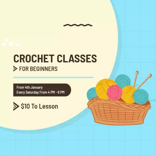 Beginner Crochet Classes Instagram Flyer Template