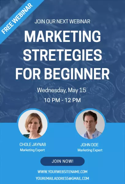 Beginner Marketing Strategies Free Webinar Invitation Template