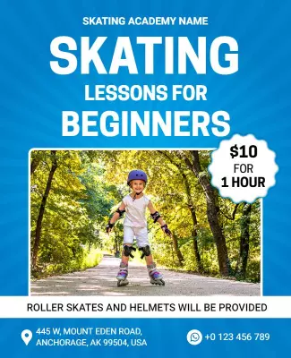 Beginner Skating Lessons Promotion Flyer Template