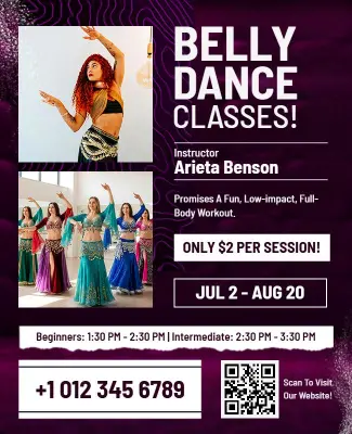 Belly Dance Fitness Classes Flyer Template