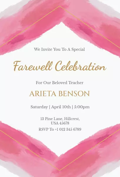 Beloved Teacher Farewell Celebration Event Invitation Template