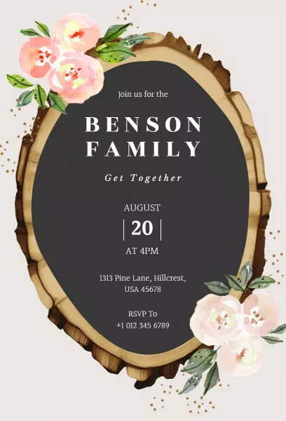 Benson Family Floral Gathering Get Together Invitation Template