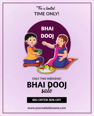 Festive Purple Bhai Dooj Sale Flyer Template