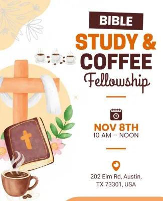 Bible Study and Coffee Fellowship Flyer Template