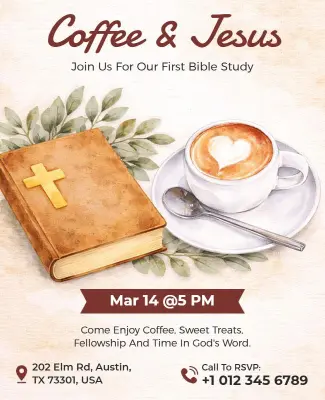 Bible Study Coffee Gathering Flyer Template