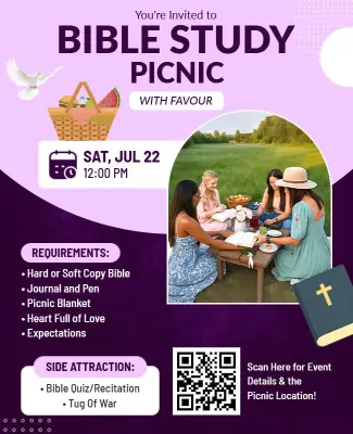 Bible Study Picnic Invitation Flyer Template