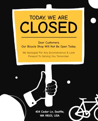 Bicycle Shop Temporary Closed Today Notice Flyer Template