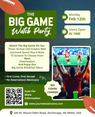 Big Game Watch Party Event Sports Flyer Template