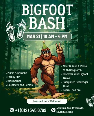 Bigfoot Adventure Bash Event Flyer Template