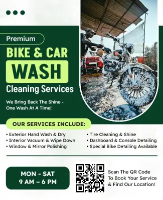 Bike and Car Wash Cleaning Service Flyer Template