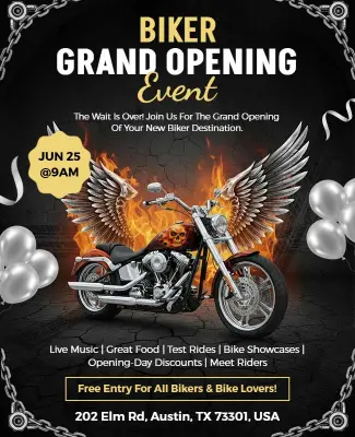 Biker Store Grand Opening Event Flyer Template