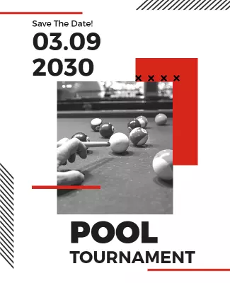 Modern Black and Red Pool Tournament Event Flyer Template