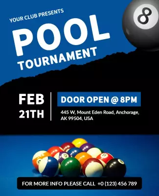 Billiards Pool Tournament Event Flyer Template