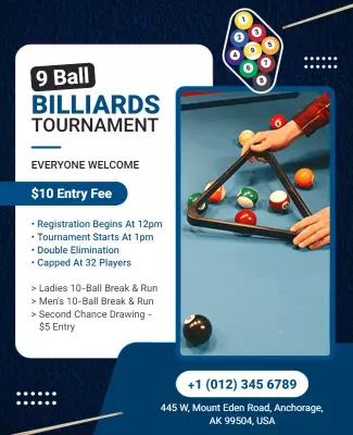Billiards Tournament Entry Fee Flyer Template