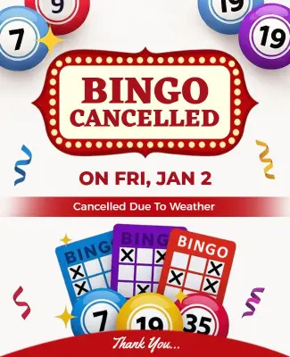 Bingo Event Cancelled Notification Flyer Template