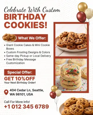 Birthday Cookies Customization Offer Flyer Template