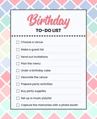 Birthday Party Planning Checklist Flyer Template