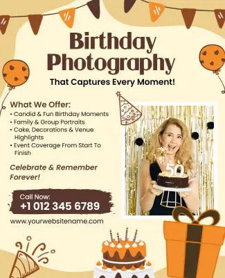 Birthday Photography Services Promotional Flyer Template