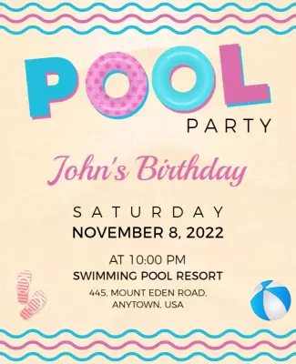 Birthday Pool Party Celebration Flyer Template