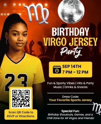 Birthday Virgo Jersey Party Flyer Template