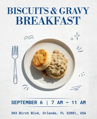 Biscuits and Gravy Breakfast Event Flyer Template