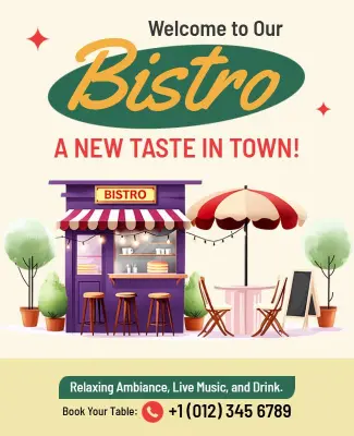 Bistro Grand Opening Invitation Flyer Template