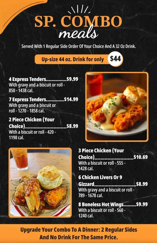 Black and Orange Combo Meals Menu Template