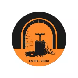Black and Orange Mining Equipment Symbolizing Industry Logo Template