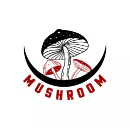 Black and Red Mushroom Design Featuring Cosmic Elements Logo Template