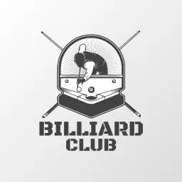 Black and White Billiard Club Design Featuring Competitive Play Logo Template
