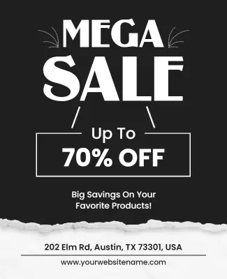 Black and White Mega Sale Flyer Template