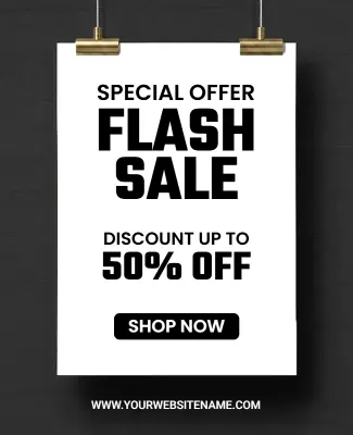 Black and White Special Offer Flash Sale Discount Flyer Template