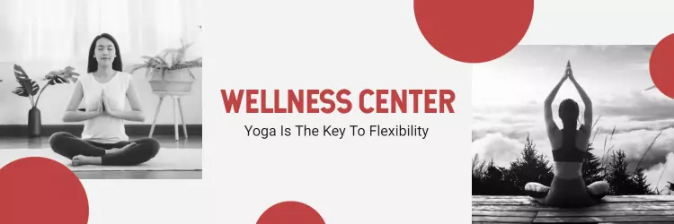 Black and White Yoga Focus Theme for Wellness Center Banner Template