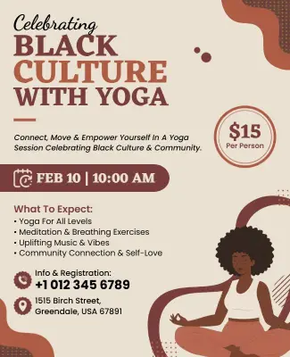 Black Culture Celebration Yoga Workshop Flyer Template