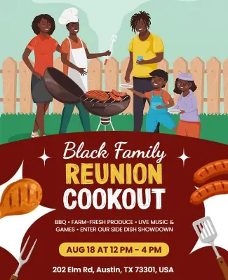 Black Family Reunion Cookout Event Flyer Template
