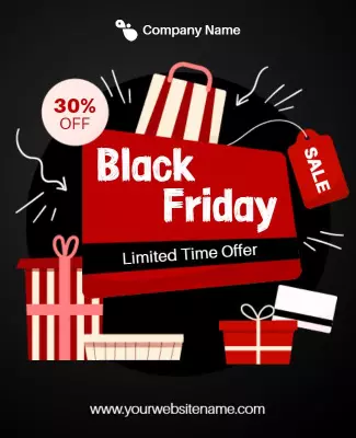 Bold Red Black Friday Sale Limited Time Offer Flyer Template