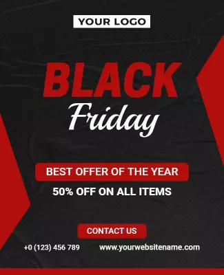 Bold Red Black Friday Sale Promotional Offer Flyer Template