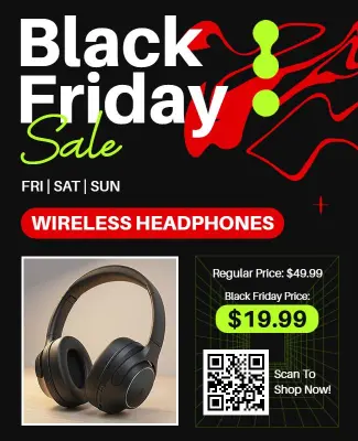 Black Friday Wireless Headphones Sale Flyer Template