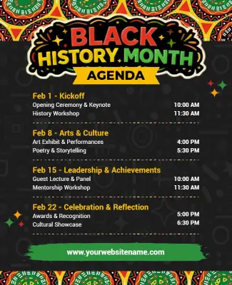Black History Month Agenda Events Flyer Template